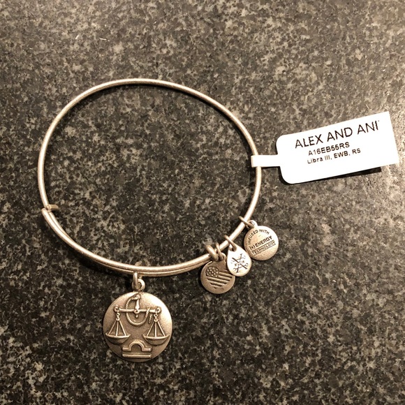 NWT Alex & Ani Libra Silver Charm Bangle Bracelet - Picture 1 of 2